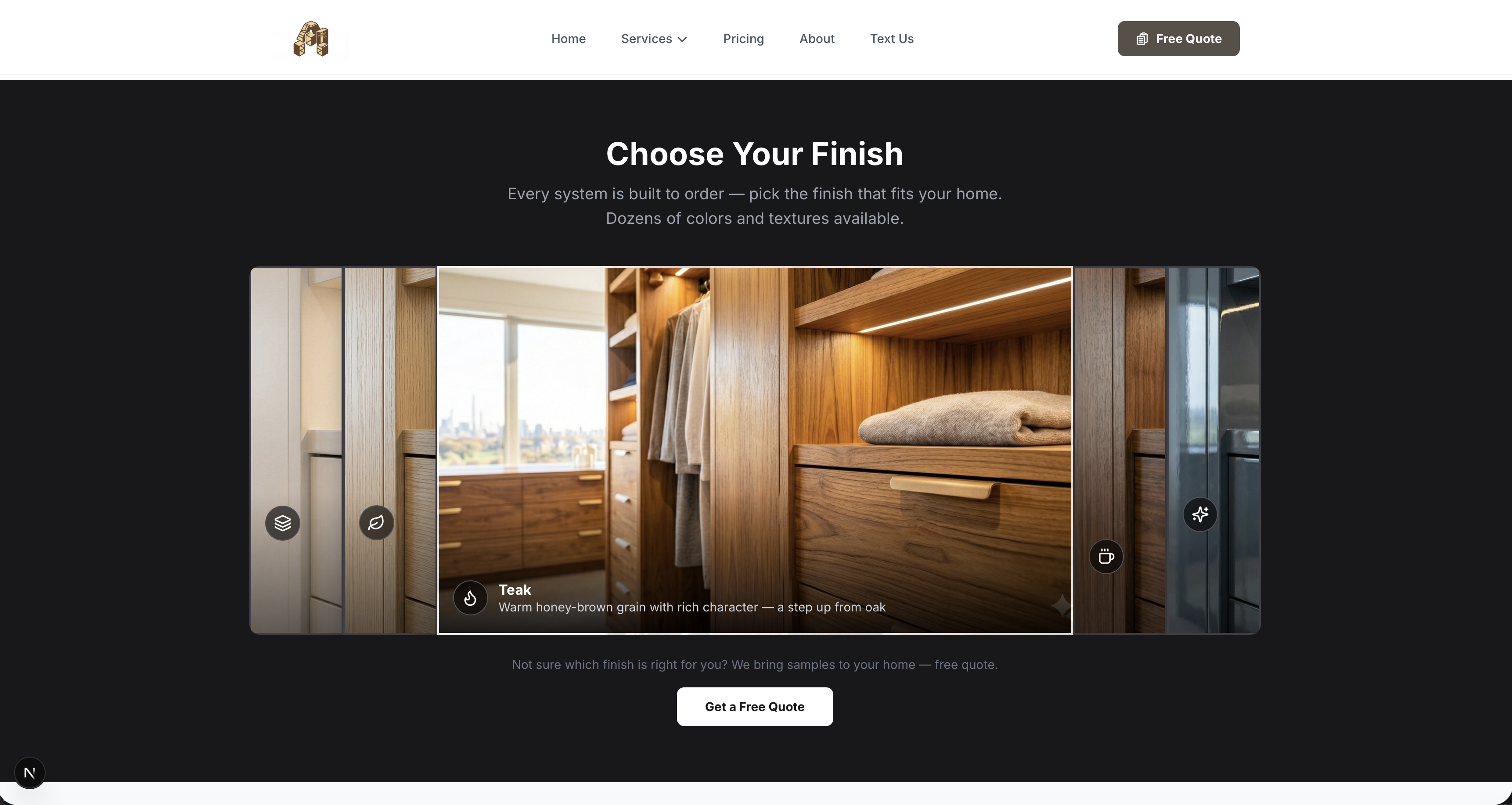Finish selector — interactive carousel