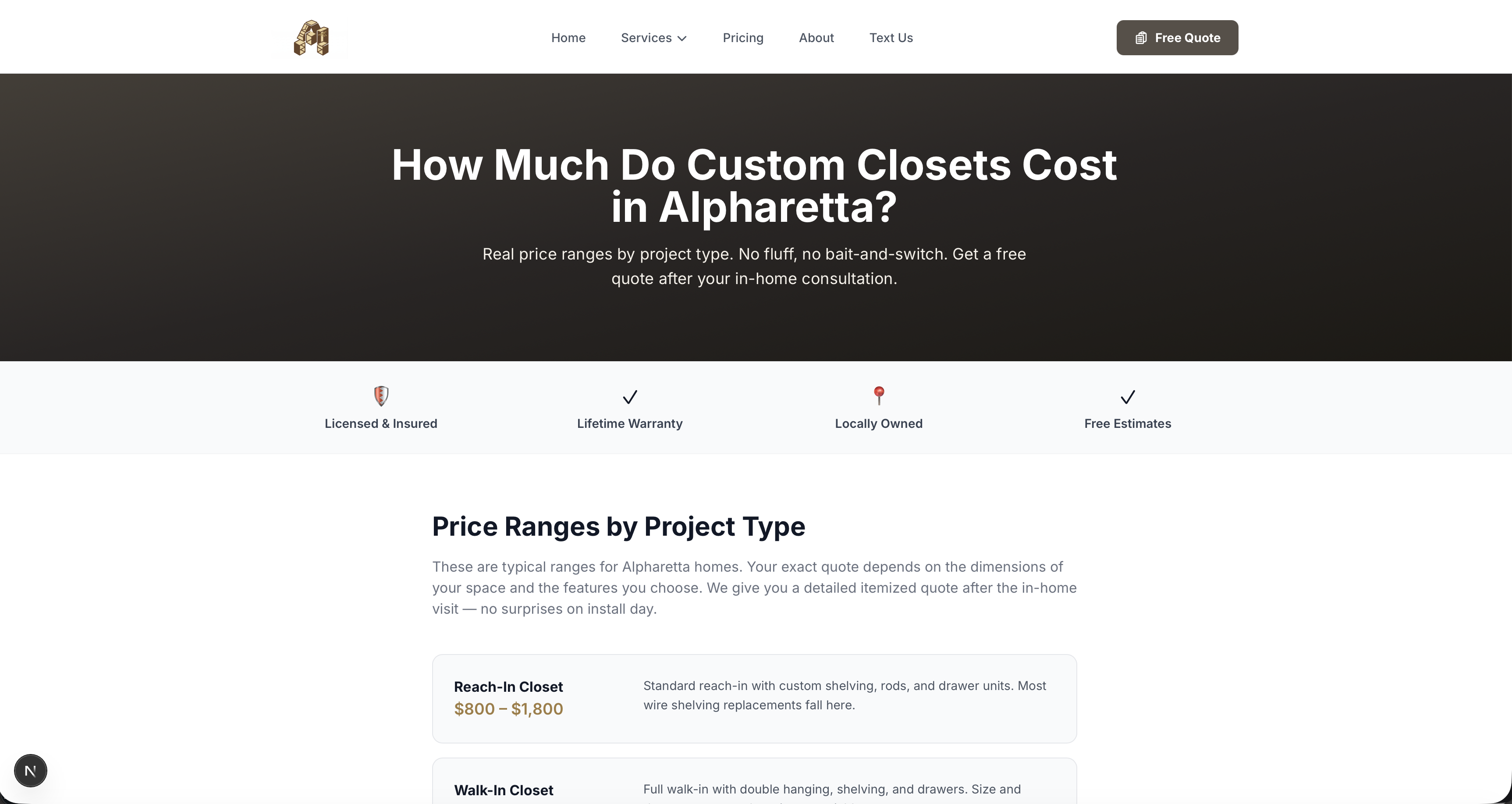 Cost guide — pricing by project type