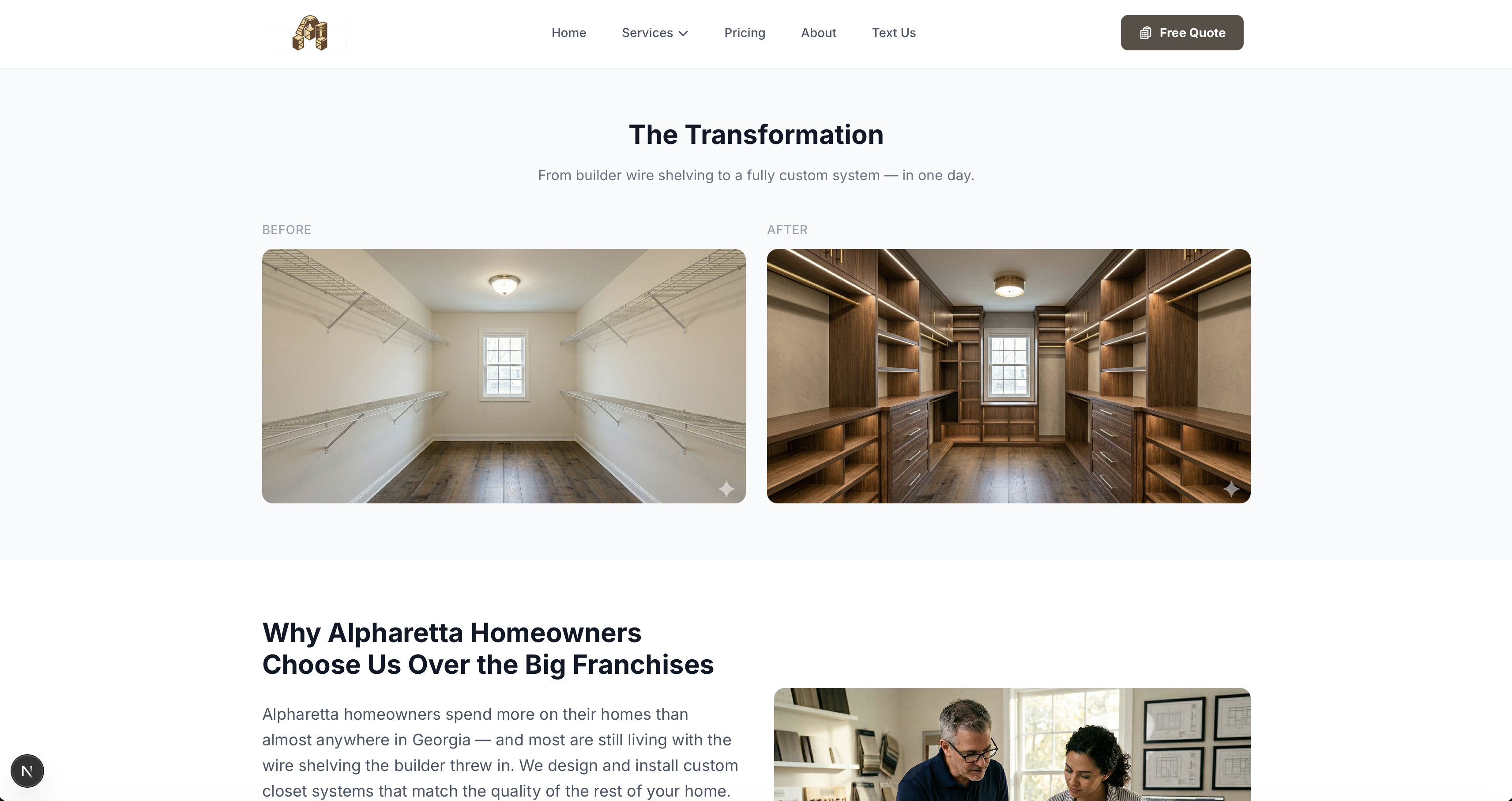 Before/after transformation section