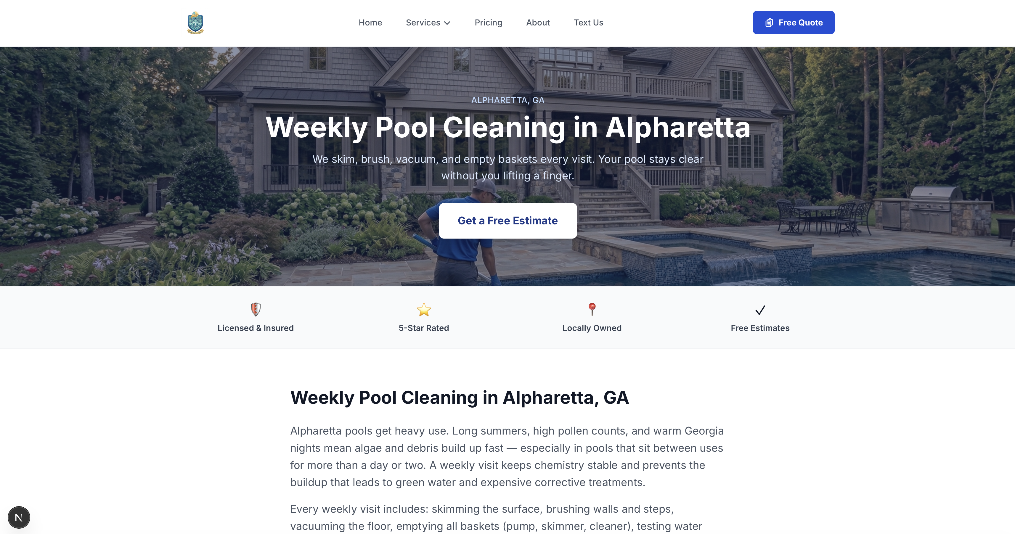 Service page hero with local keyword targeting
