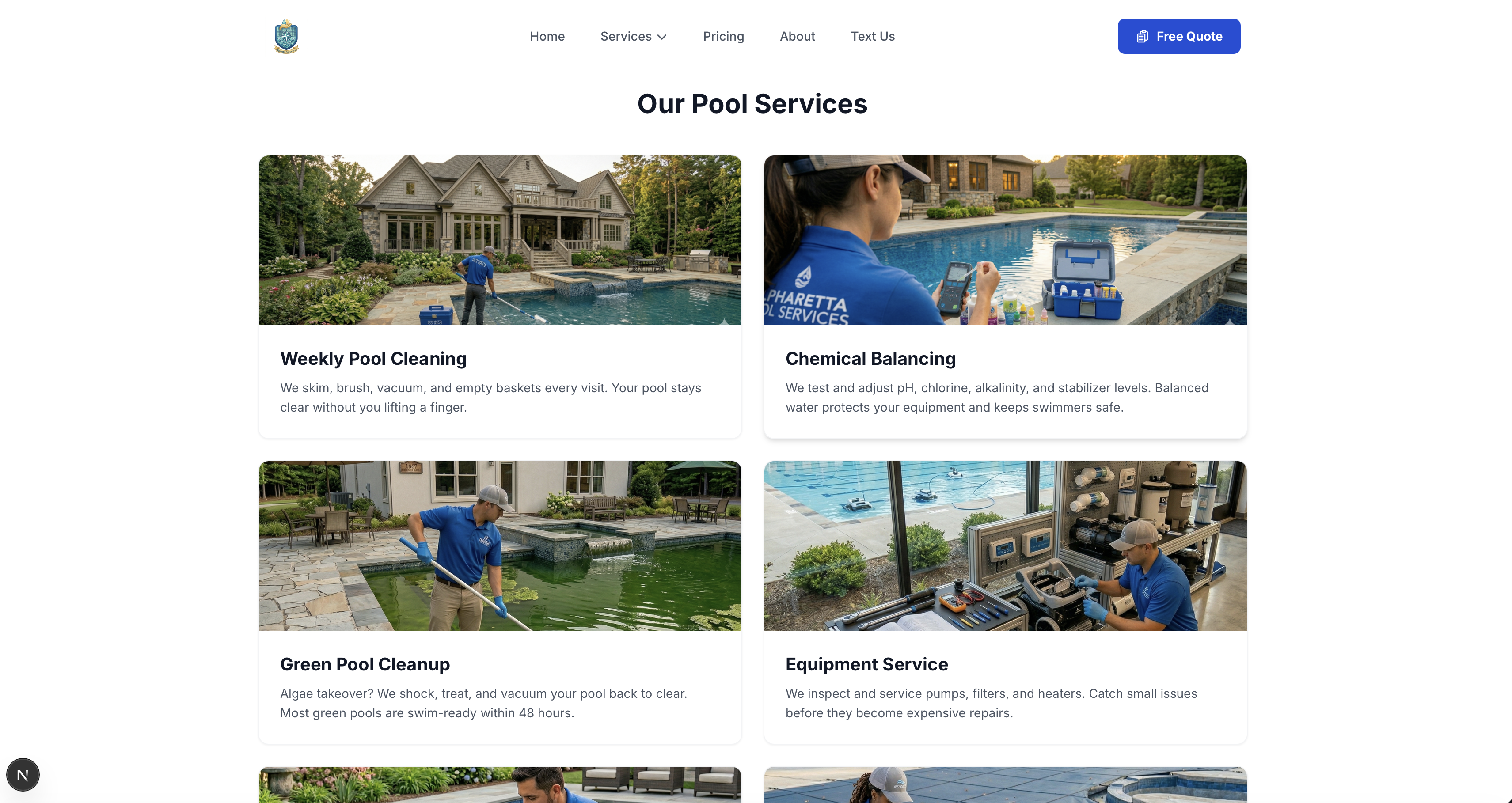 Services grid — photo-forward layout