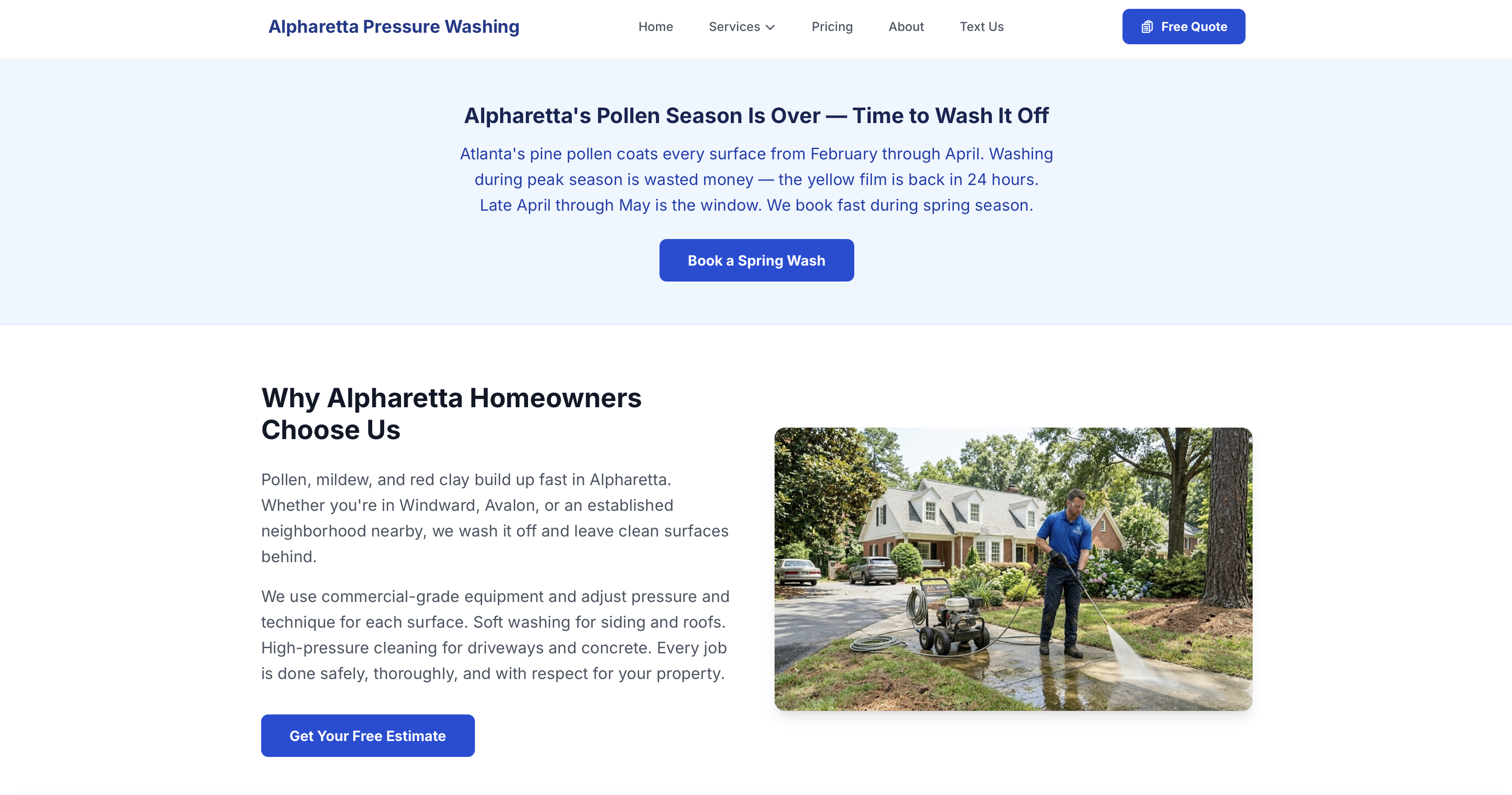 Pollen callout + "Why Choose Us" section